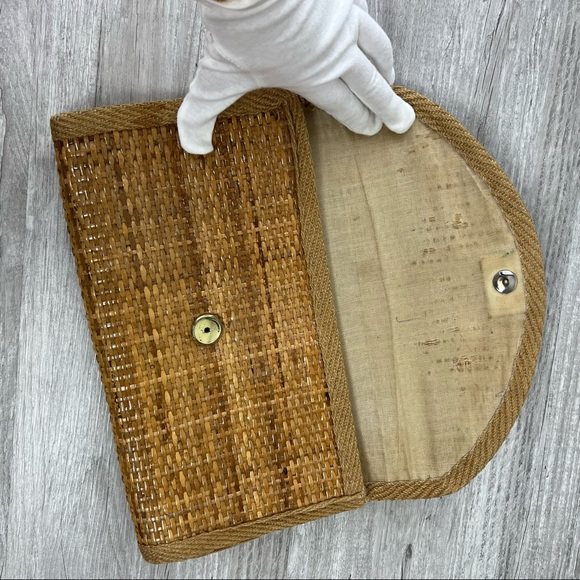 Vintage Made in Italy Straw Bamboo Woven Clutch - Picture 7 of 7